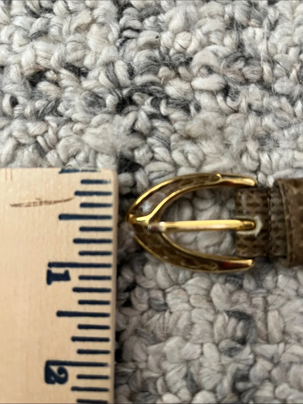 Olive genuine snakeskin skinny belt with snakeskin-inset gold-tone buckle, EUC m